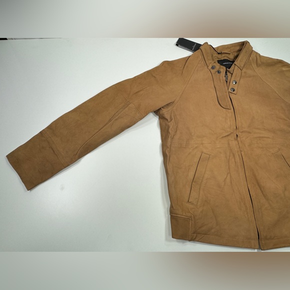 Surface to Air Seasaw Biker Jacket Tan Nubuck Leather Motorcycle Neck Straps M - Picture 4 of 16